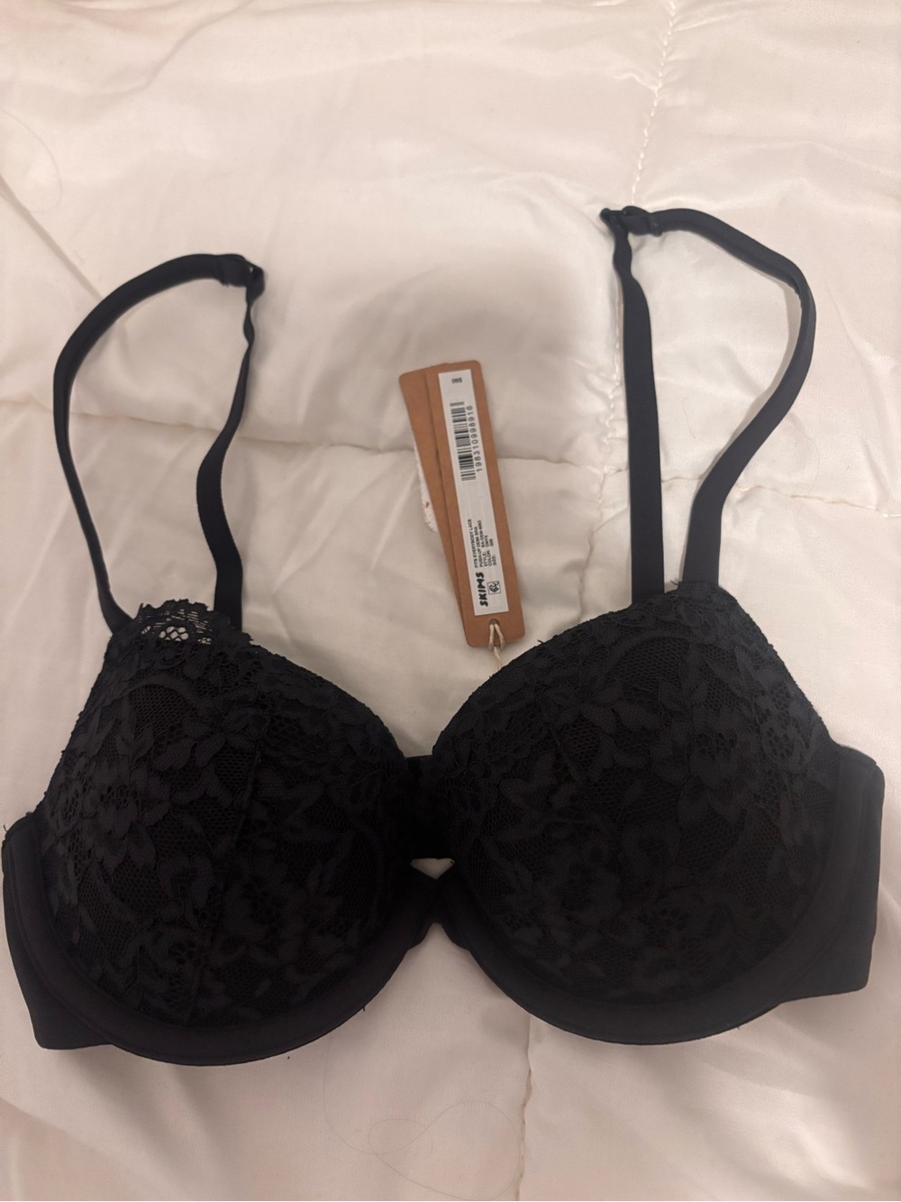 Skims Black Lace Push-Up Bra